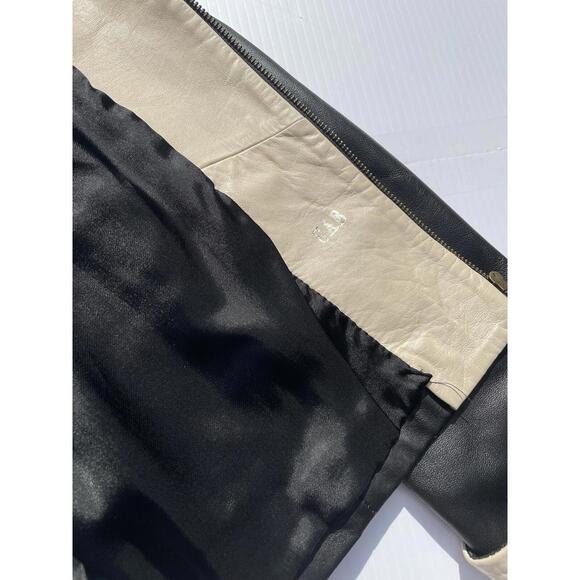 Peruzzi Italian Ultra Soft Black Leather Womens Jacket Sz XL Flip Cuff Full Zip - Picture 6 of 8